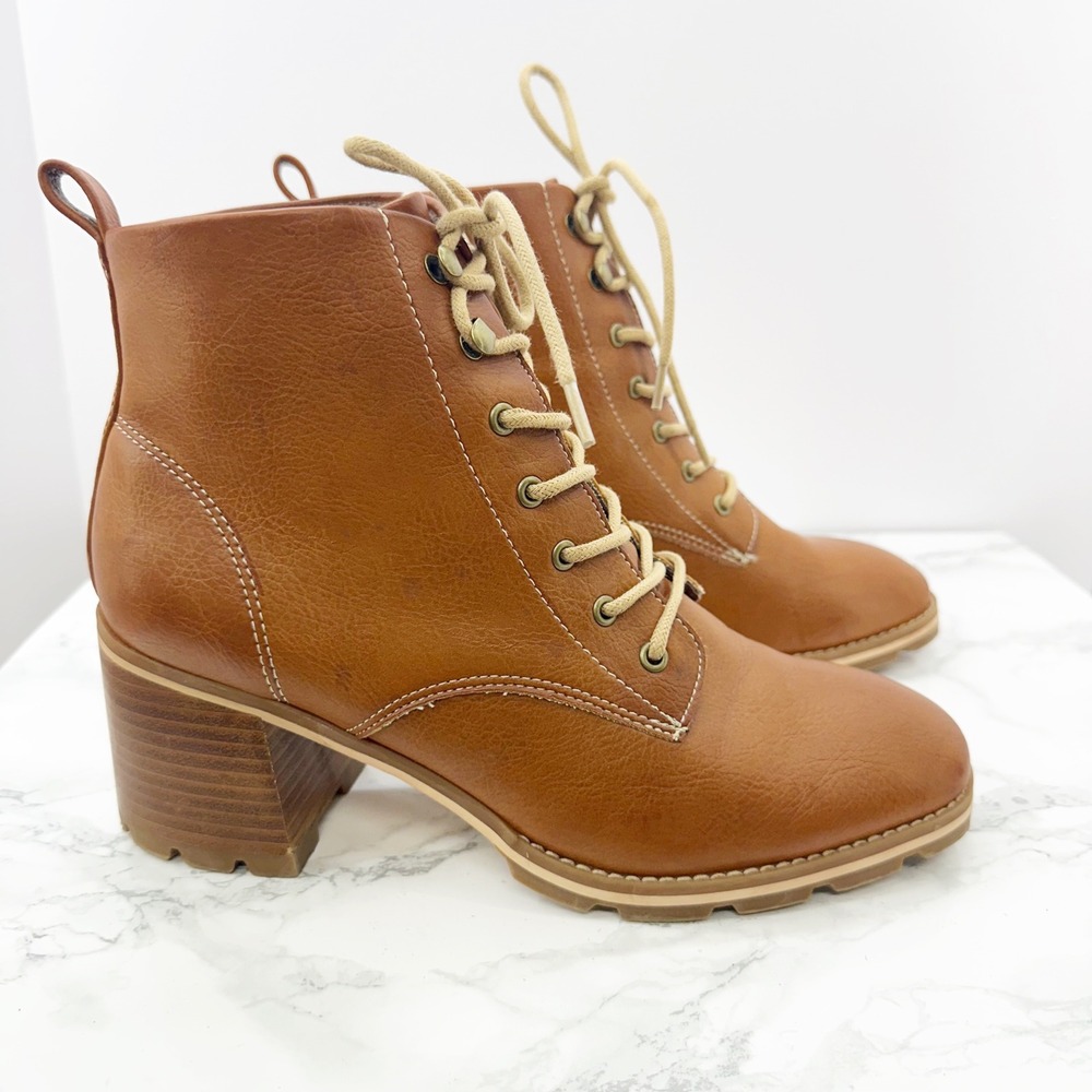 Kork-Ease Chelsea Brown Lace Up Stacked Heel Lug Sole‎ Ankle Boots Size 10M - Picture 6 of 7